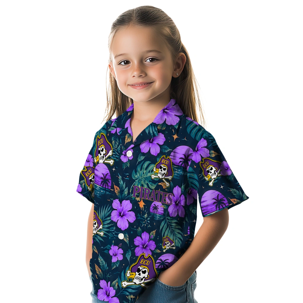 East Carolina Pirates Hawaiian Shirt - Personalized Purple Blue East Carolina Pirates Hawaiian Shirt - Personalized Purple Blue