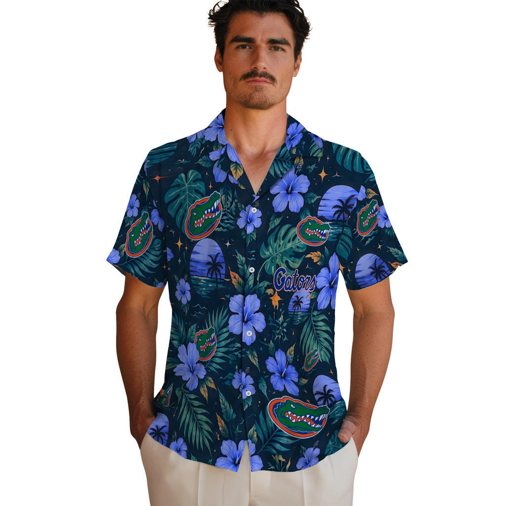 Florida Gators Hawaiian Shirt - Customized Blue Florida Gators Hawaiian Shirt - Customized Blue