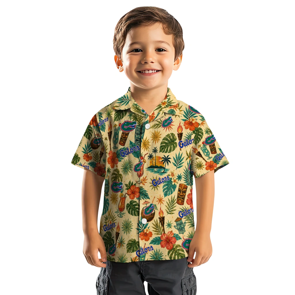 Florida Gators Hawaiian Shirt - Personalized Cream Florida Gators Hawaiian Shirt - Personalized Cream
