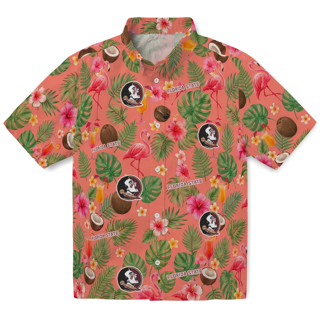 Florida State Seminoles Hawaiian Shirt - Custom Coral Pink