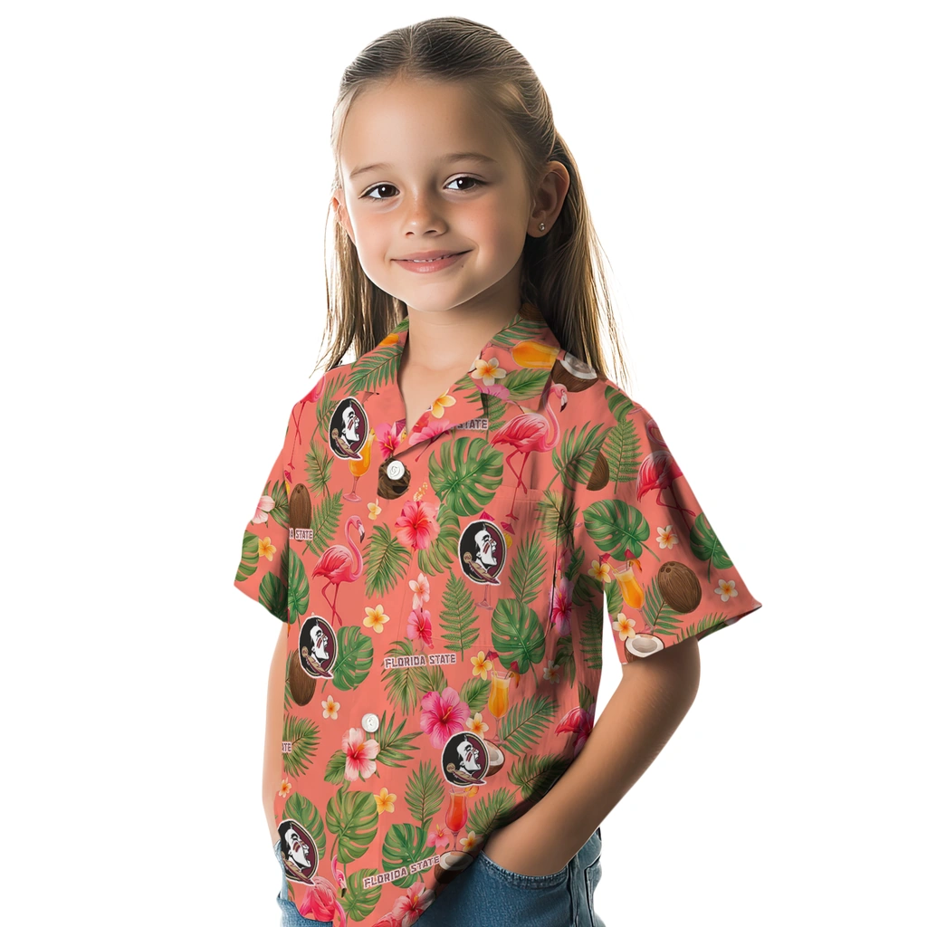 Florida State Seminoles Hawaiian Shirt - Custom Coral Pink Florida State Seminoles Hawaiian Shirt - Custom Coral Pink