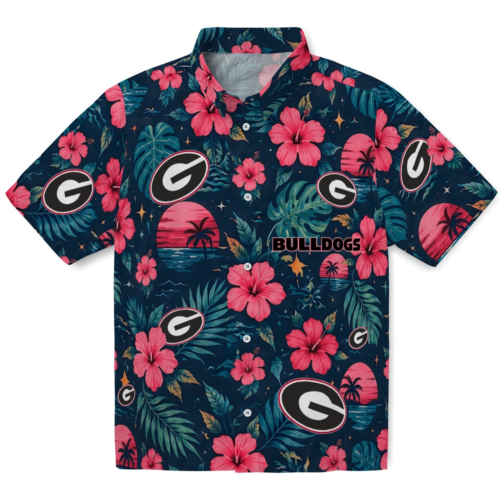 Georgia Bulldogs Hawaiian Shirt - Custom Red Blue