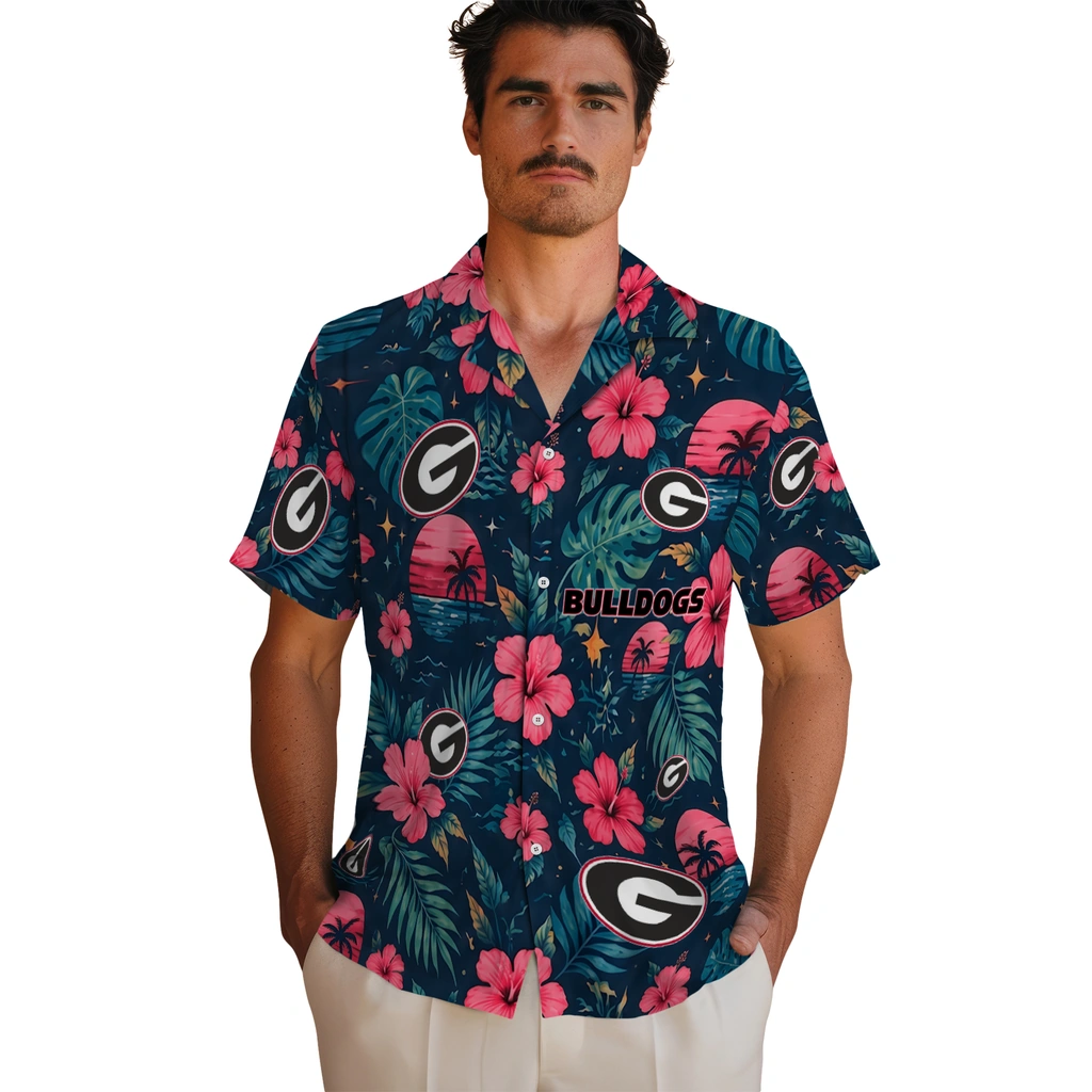 Georgia Bulldogs Hawaiian Shirt - Custom Red Blue Georgia Bulldogs Hawaiian Shirt - Custom Red Blue
