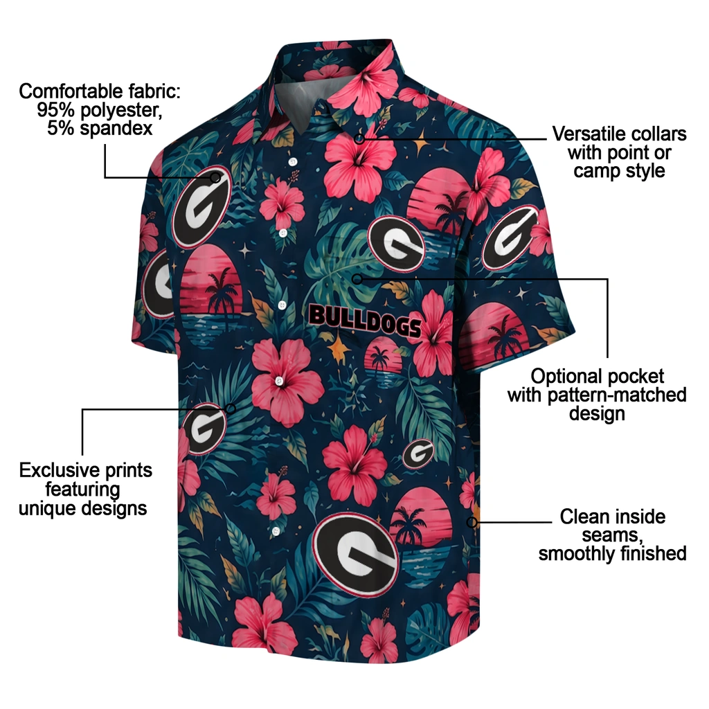 Georgia Bulldogs Hawaiian Shirt - Custom Red Blue Georgia Bulldogs Hawaiian Shirt - Custom Red Blue