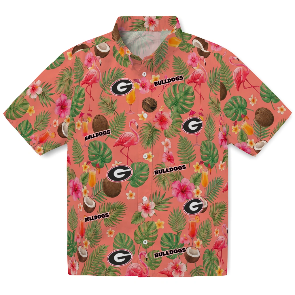 Georgia Bulldogs Hawaiian Shirt - Customized Coral Pink