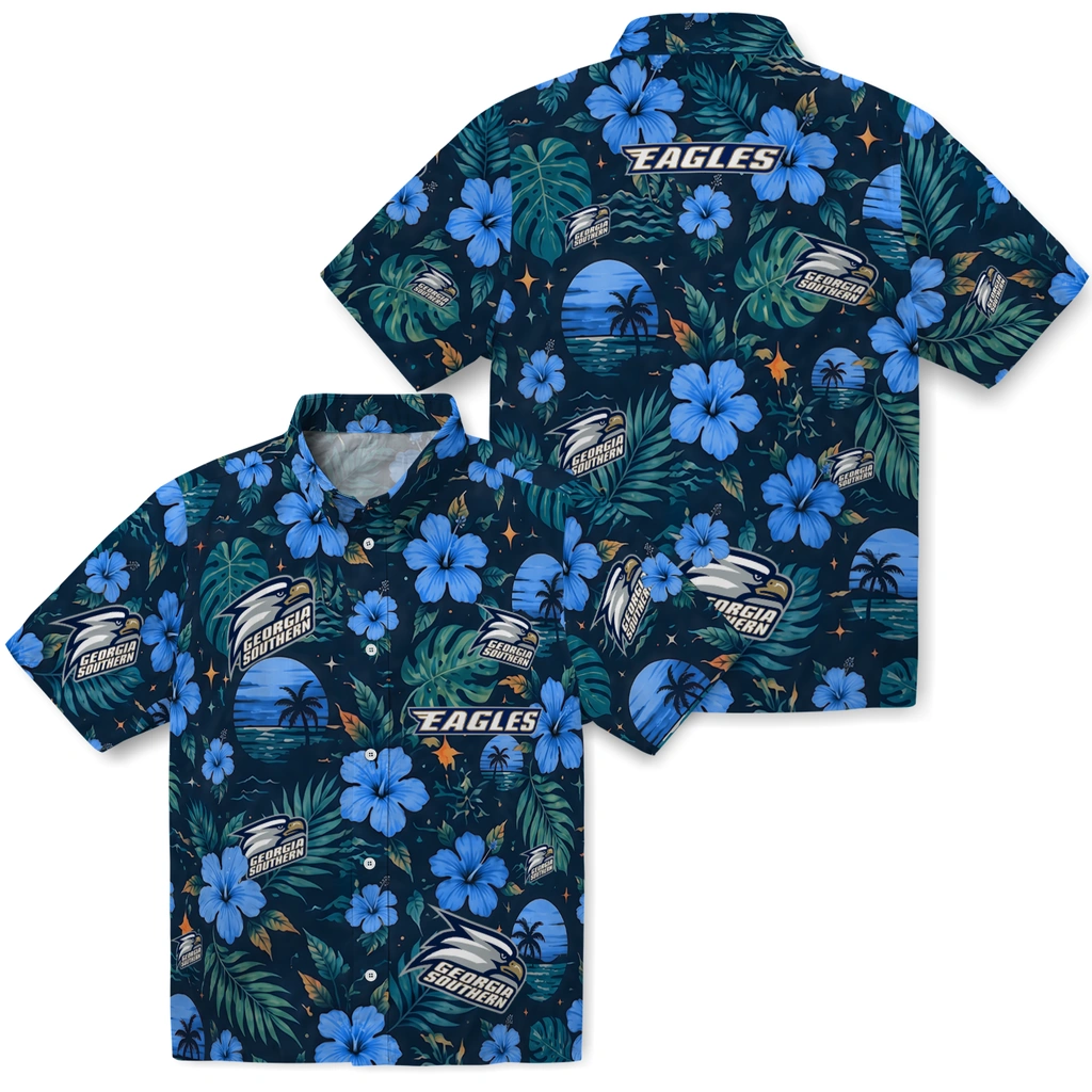 Georgia Southern Eagles Hawaiian Shirt - Customized Blue Georgia Southern Eagles Hawaiian Shirt - Customized Blue