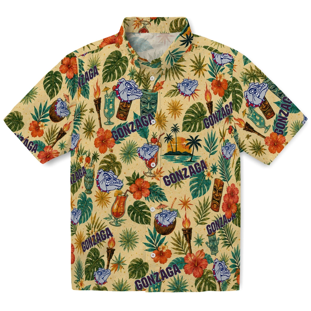 Gonzaga Bulldogs Hawaiian Shirt - Customized Cream