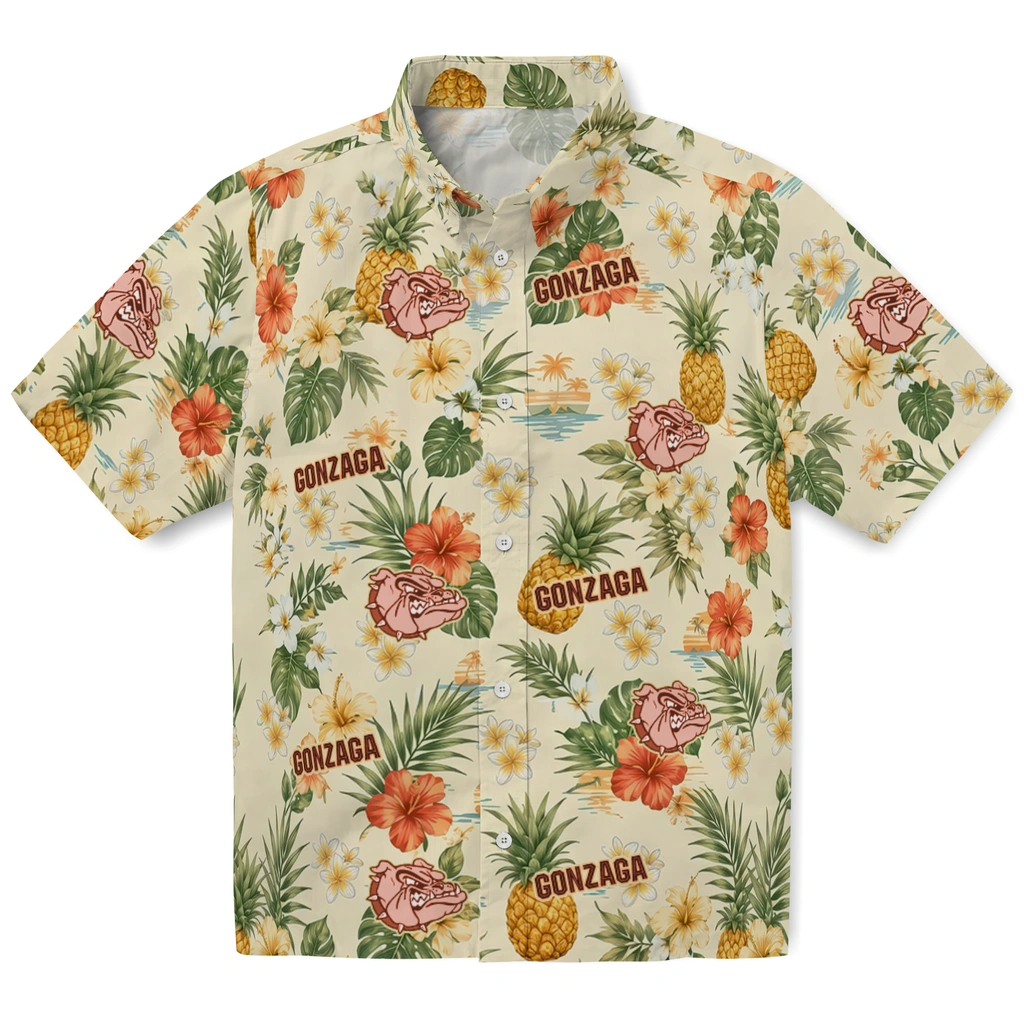 Gonzaga Bulldogs Hawaiian Shirt - Personalized Cream