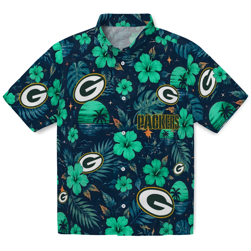 Green Bay Packers Hawaiian Shirt - Custom Green Blue