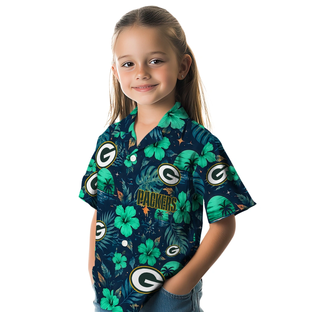 Green Bay Packers Hawaiian Shirt - Custom Green Blue Green Bay Packers Hawaiian Shirt - Custom Green Blue