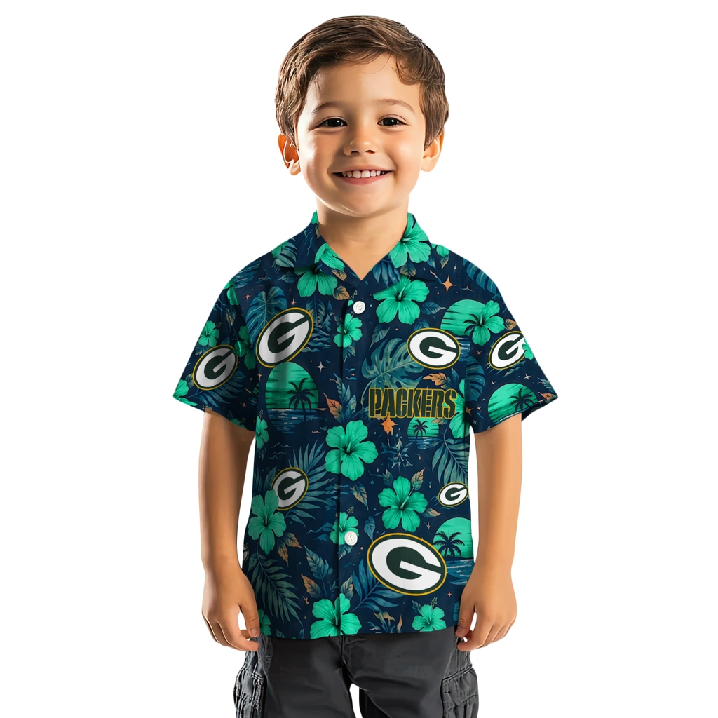 Green Bay Packers Hawaiian Shirt - Custom Green Blue Green Bay Packers Hawaiian Shirt - Custom Green Blue