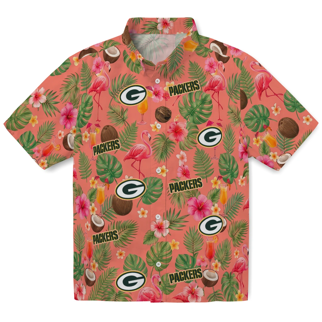 Green Bay Packers Hawaiian Shirt - Customized Coral Pink