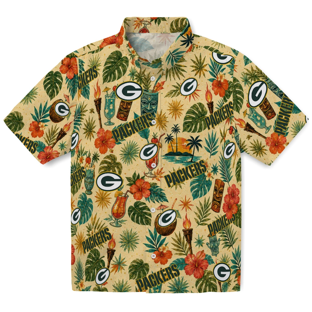Green Bay Packers Hawaiian Shirt - Customized Cream