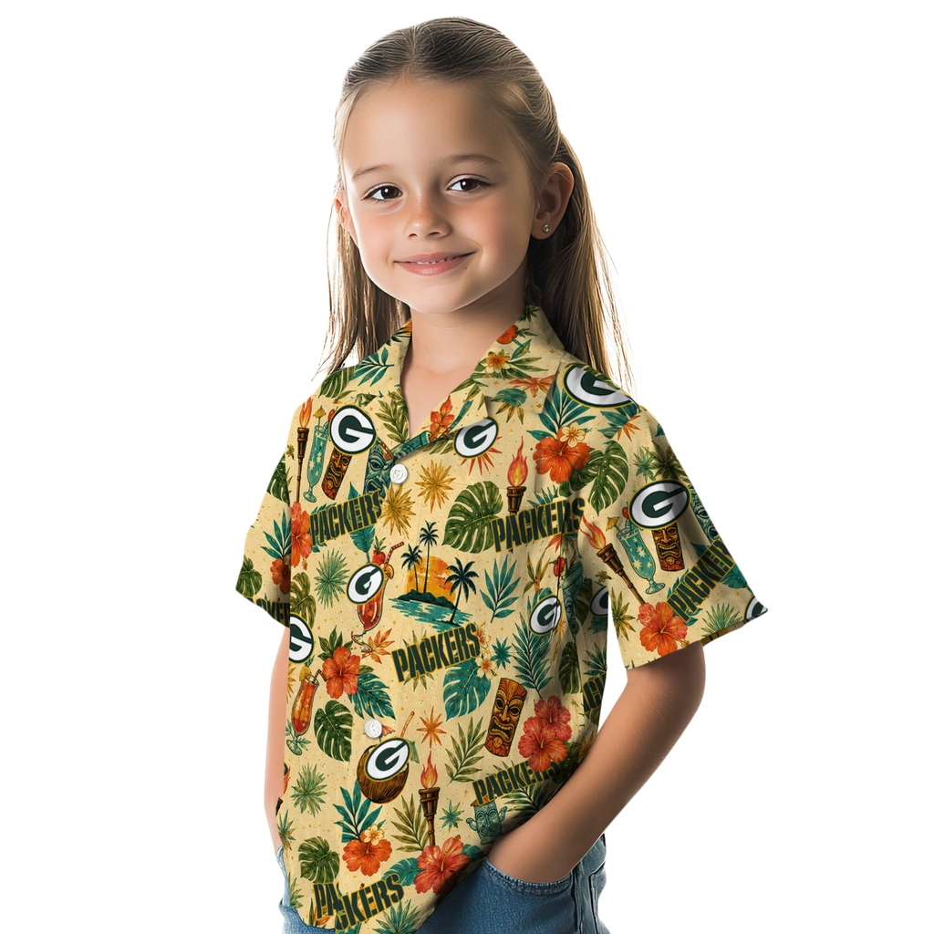 Green Bay Packers Hawaiian Shirt - Customized Cream Green Bay Packers Hawaiian Shirt - Customized Cream