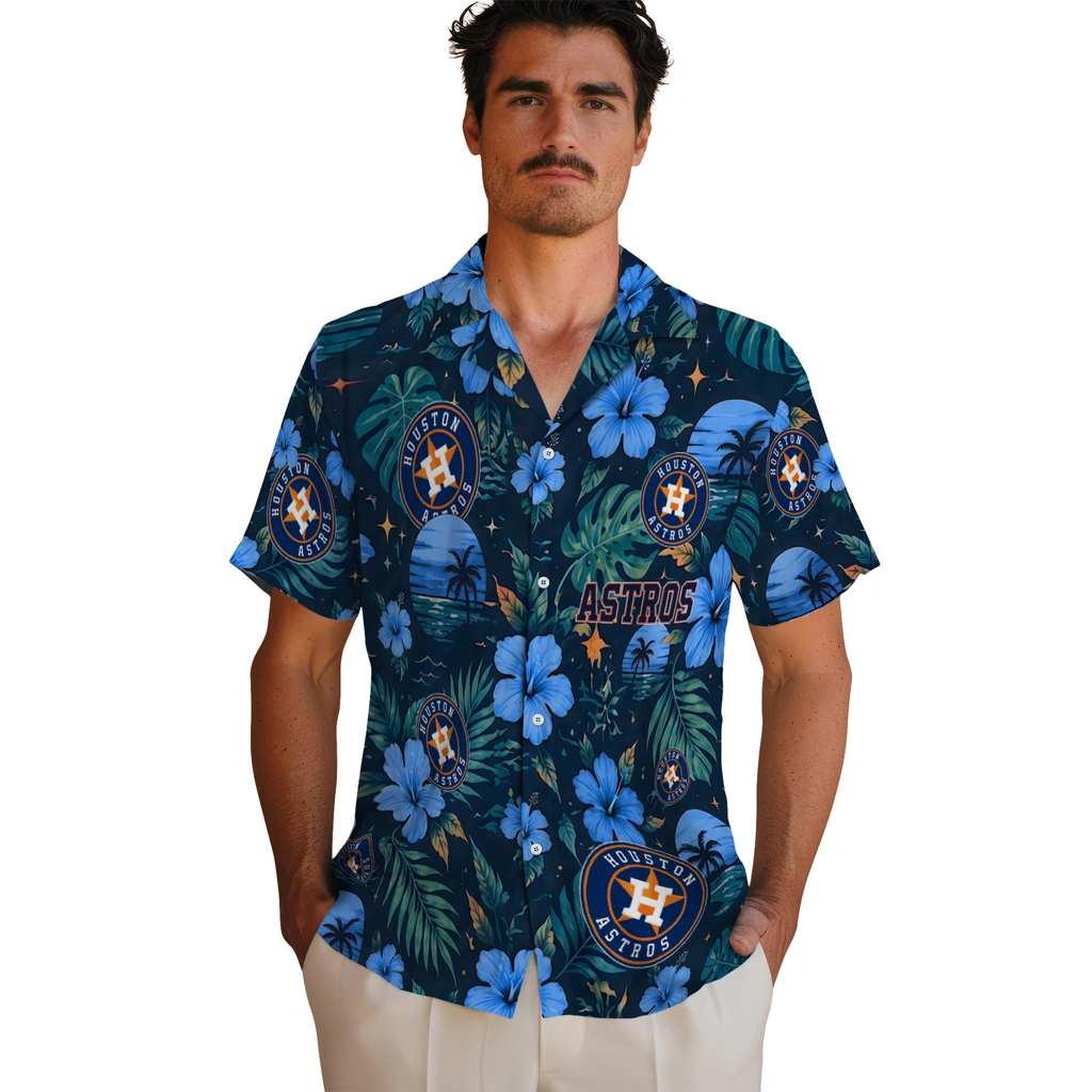 Houston Astros Hawaiian Shirt - Personalized Blue Houston Astros Hawaiian Shirt - Personalized Blue