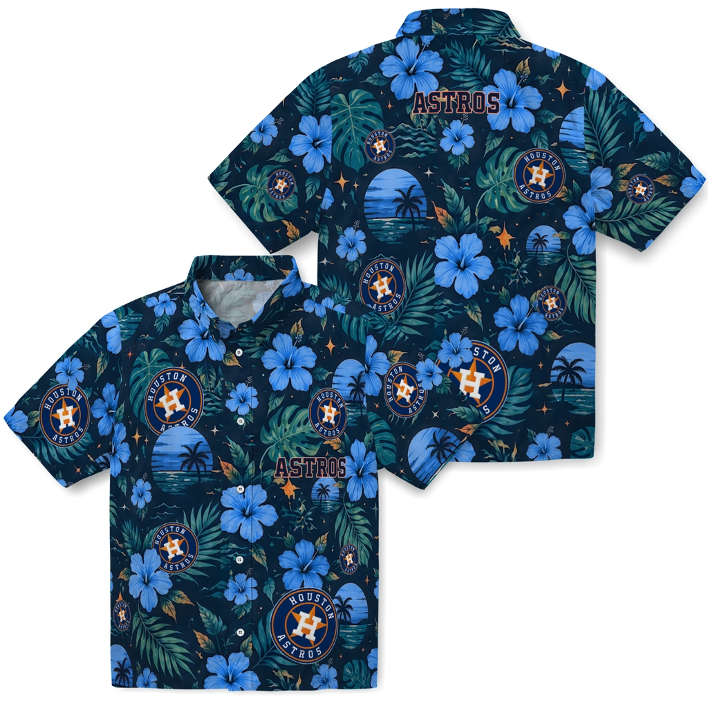 Houston Astros Hawaiian Shirt - Personalized Blue Houston Astros Hawaiian Shirt - Personalized Blue