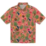 Houston Texans Hawaiian Shirt - Personalized Coral Pink 1 Houston Texans Hawaiian Shirt – Personalized Coral Pink