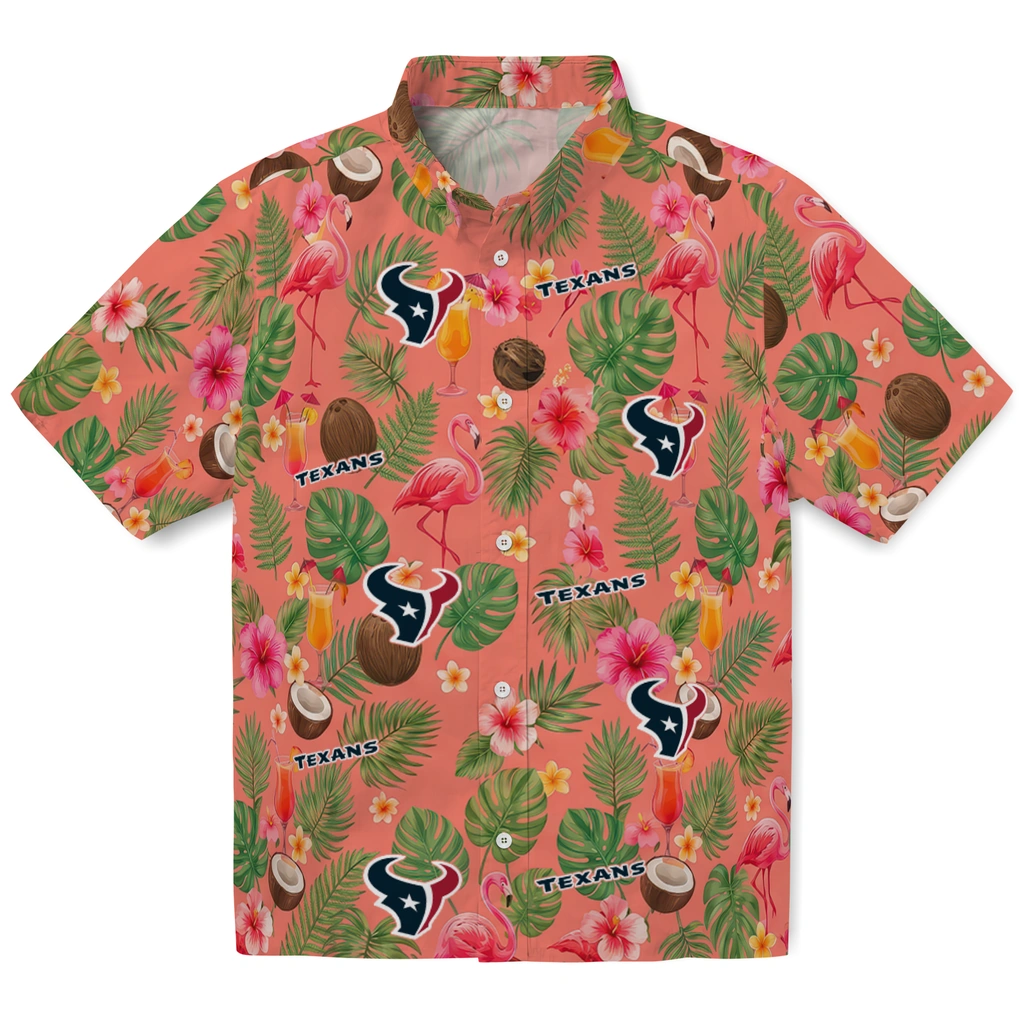 Houston Texans Hawaiian Shirt - Personalized Coral Pink