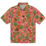 Illinois Fighting Illini Hawaiian Shirt – Personalized Coral Pink