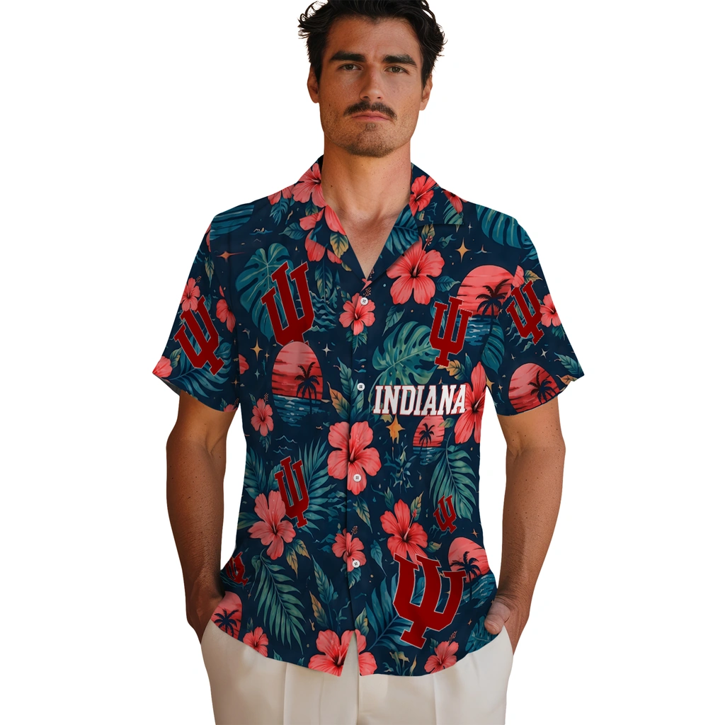Indiana Hoosiers Hawaiian Shirt - Custom Red Blue Indiana Hoosiers Hawaiian Shirt - Custom Red Blue