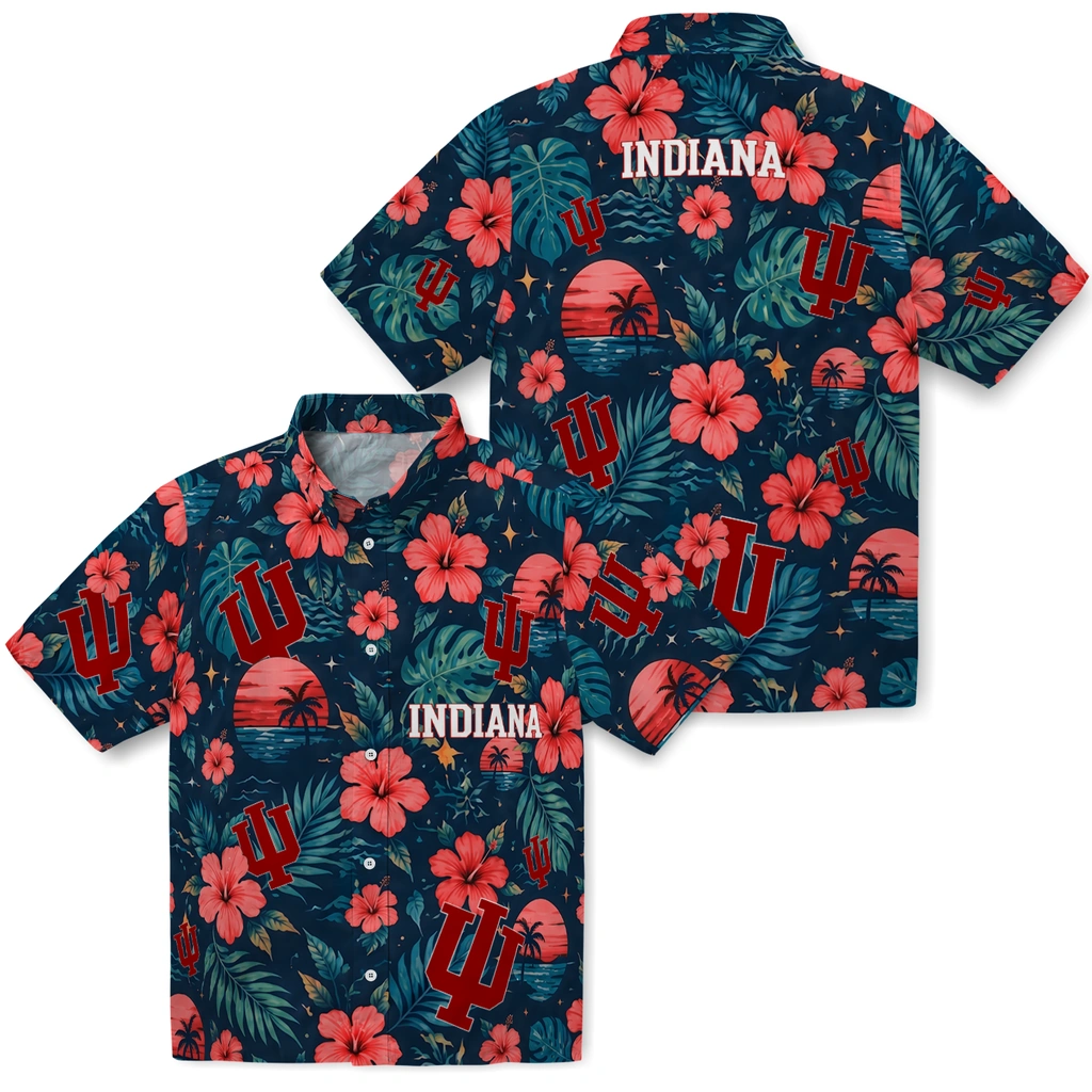 Indiana Hoosiers Hawaiian Shirt - Custom Red Blue Indiana Hoosiers Hawaiian Shirt - Custom Red Blue
