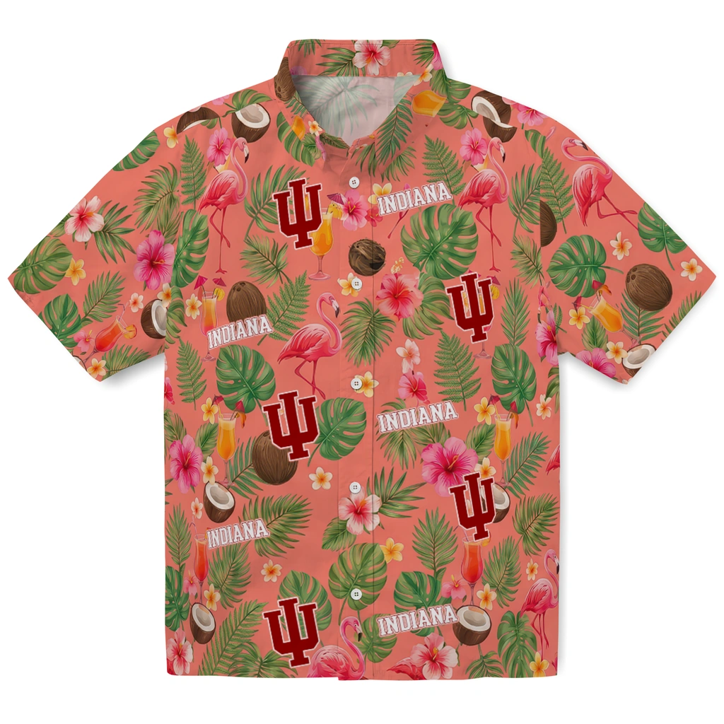 Indiana Hoosiers Hawaiian Shirt - Customized Coral Pink