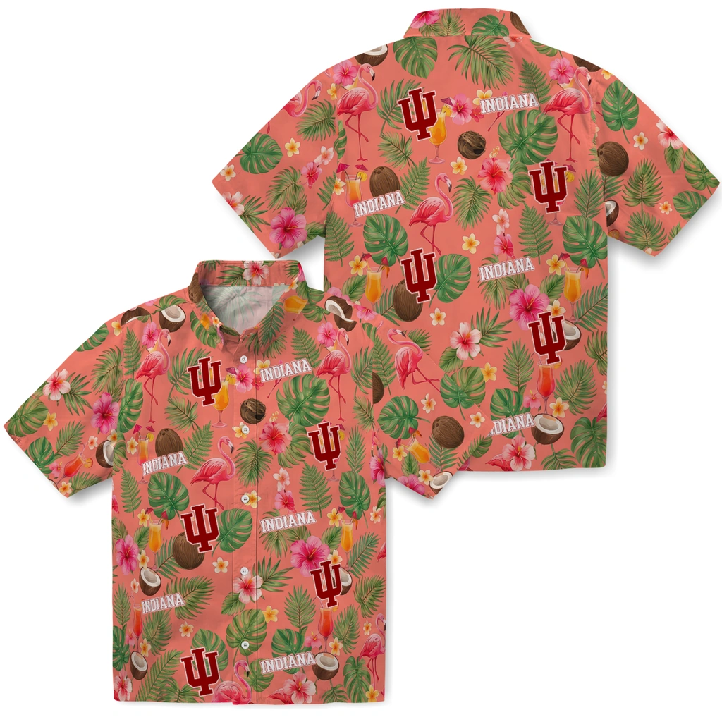 Indiana Hoosiers Hawaiian Shirt - Customized Coral Pink Indiana Hoosiers Hawaiian Shirt - Customized Coral Pink