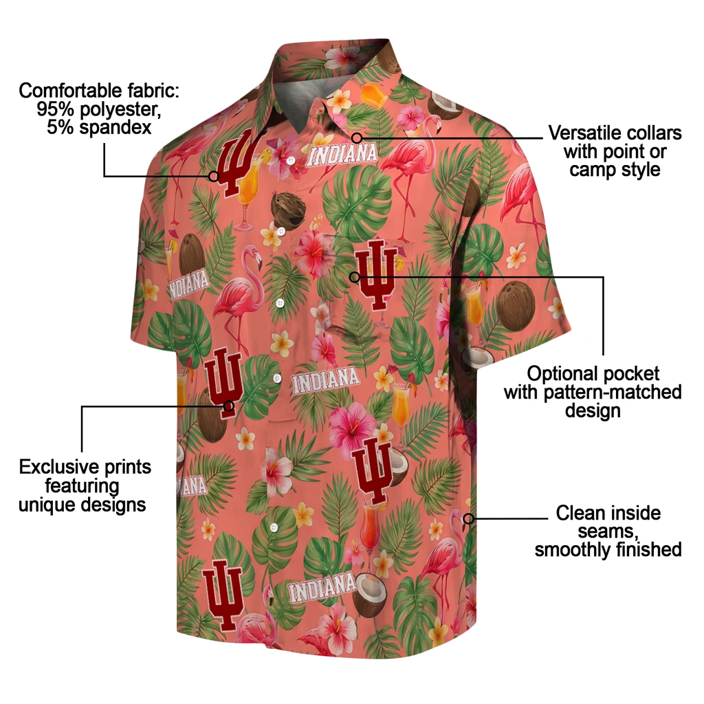 Indiana Hoosiers Hawaiian Shirt - Customized Coral Pink Indiana Hoosiers Hawaiian Shirt - Customized Coral Pink