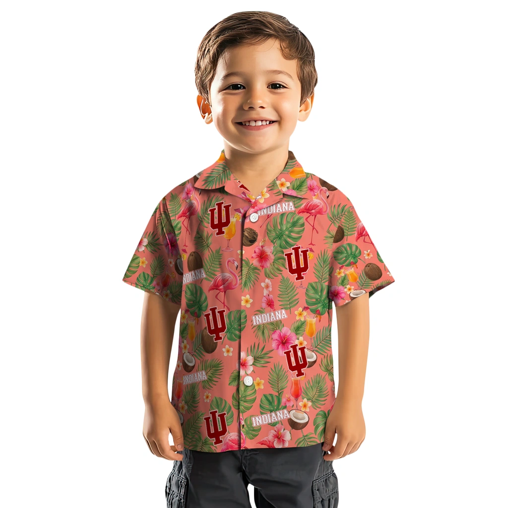 Indiana Hoosiers Hawaiian Shirt - Customized Coral Pink Indiana Hoosiers Hawaiian Shirt - Customized Coral Pink