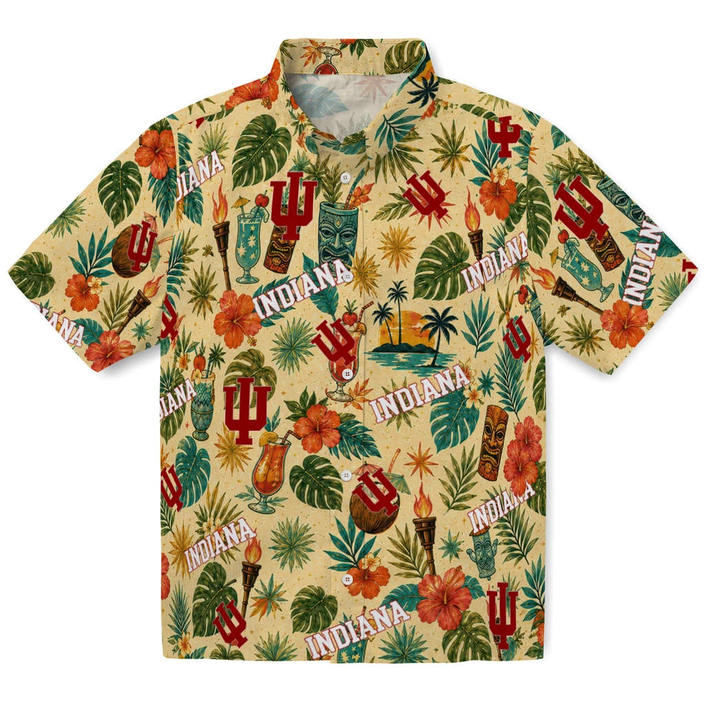 Indiana Hoosiers Hawaiian Shirt - Customized Cream