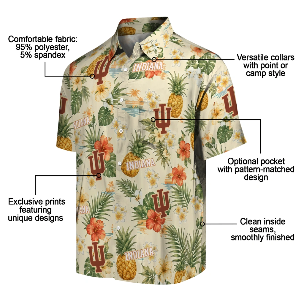 Indiana Hoosiers Hawaiian Shirt - Personalized Cream Indiana Hoosiers Hawaiian Shirt - Personalized Cream