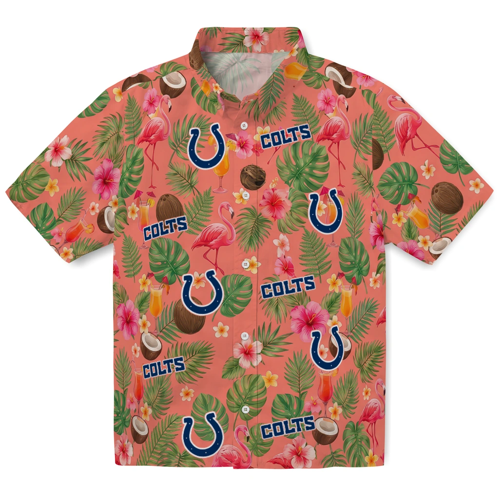 Indianapolis Colts Hawaiian Shirt - Custom Coral Pink