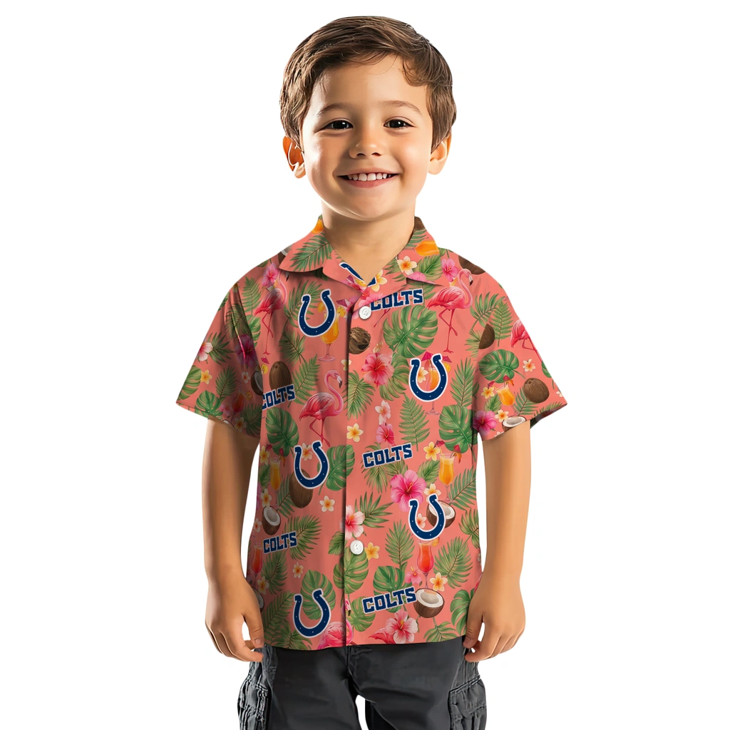 Indianapolis Colts Hawaiian Shirt - Custom Coral Pink Indianapolis Colts Hawaiian Shirt - Custom Coral Pink