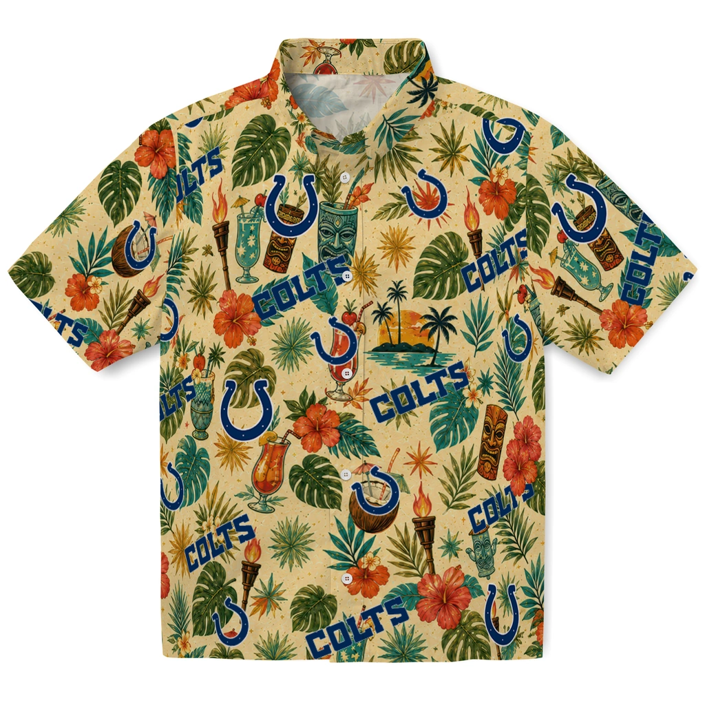 Indianapolis Colts Hawaiian Shirt - Custom Cream