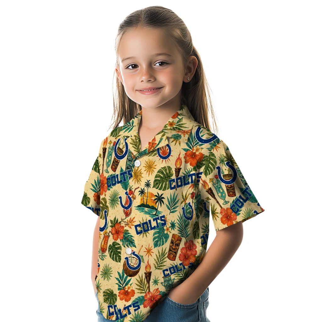 Indianapolis Colts Hawaiian Shirt - Custom Cream Indianapolis Colts Hawaiian Shirt - Custom Cream