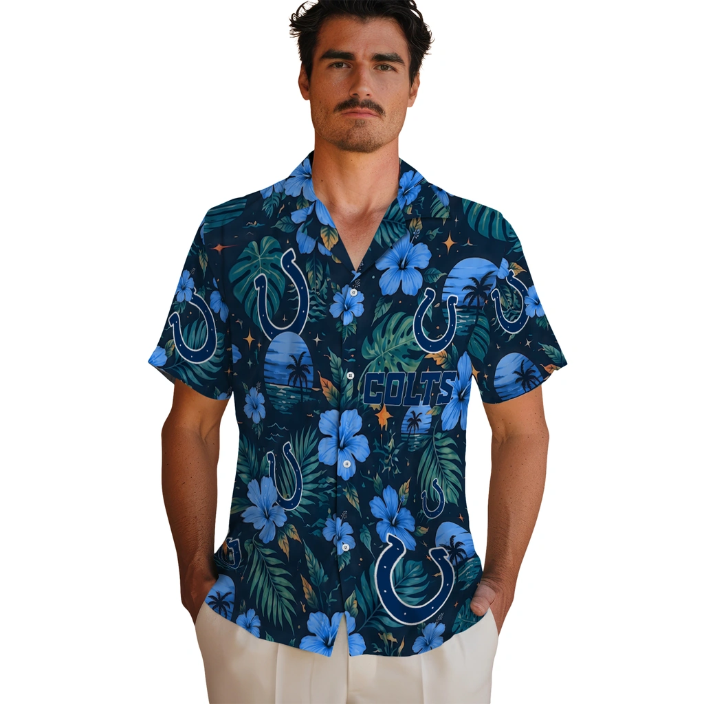 Indianapolis Colts Hawaiian Shirt - Personalized Blue Indianapolis Colts Hawaiian Shirt - Personalized Blue