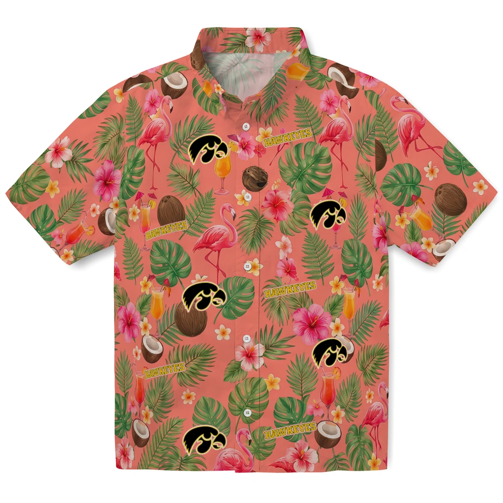 Iowa Hawkeyes Hawaiian Shirt - Custom Coral Pink