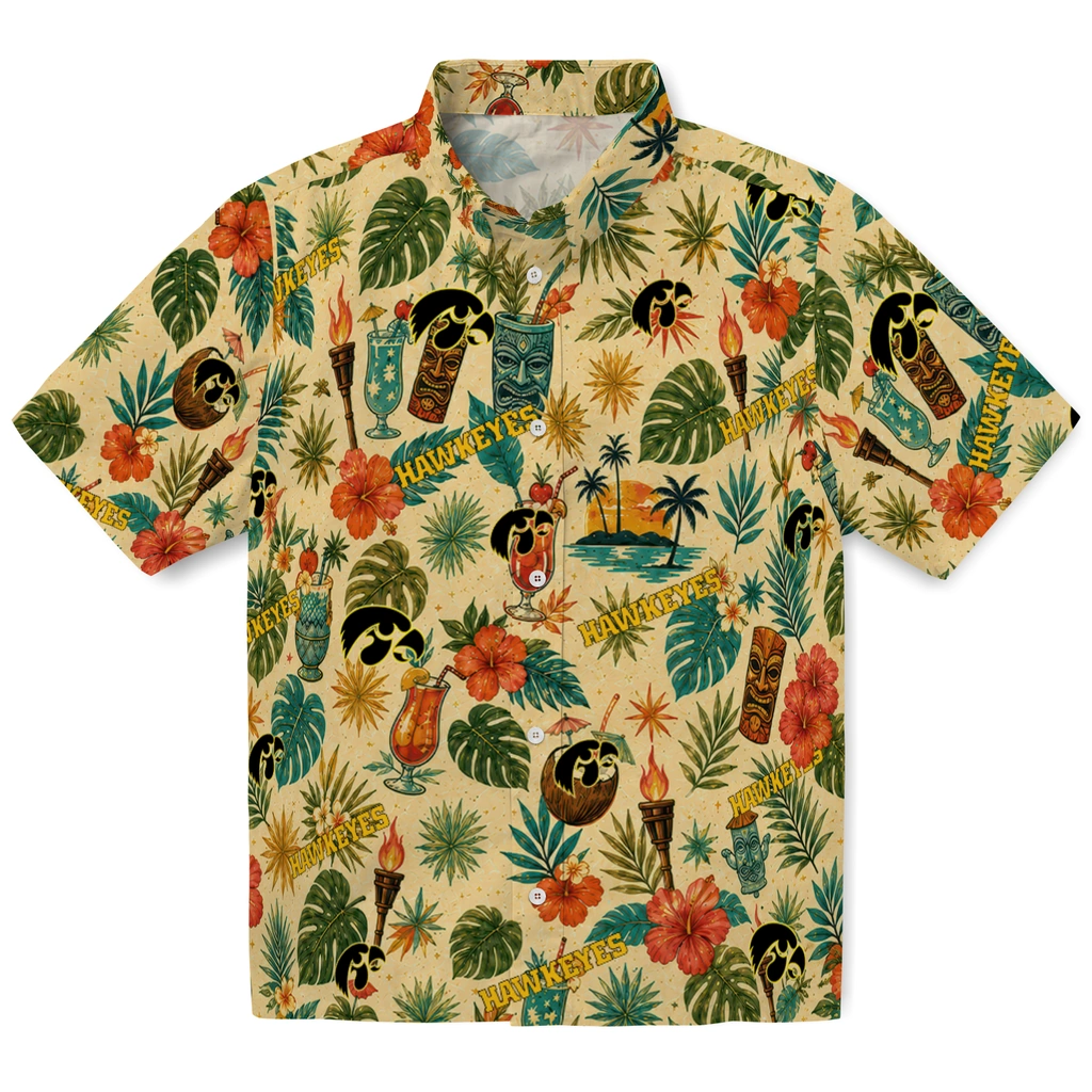 Iowa Hawkeyes Hawaiian Shirt - Custom Cream