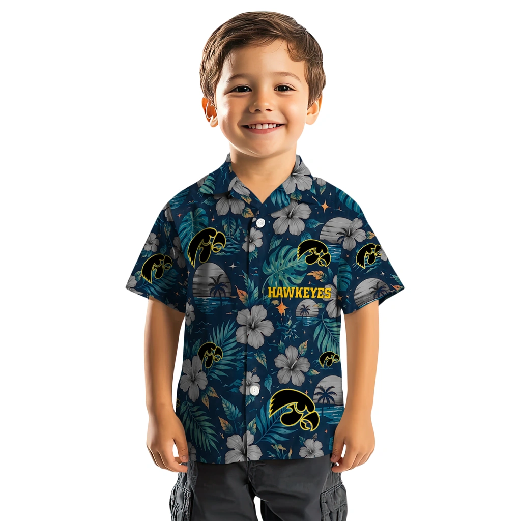 Iowa Hawkeyes Hawaiian Shirt - Personalized Black Blue Iowa Hawkeyes Hawaiian Shirt - Personalized Black Blue