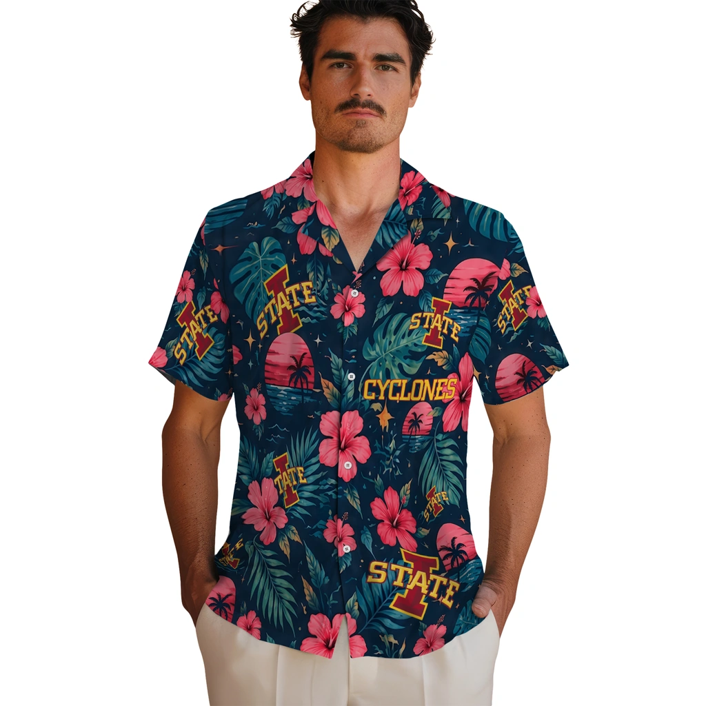 Iowa State Cyclones Hawaiian Shirt - Customized Red Blue Iowa State Cyclones Hawaiian Shirt - Customized Red Blue