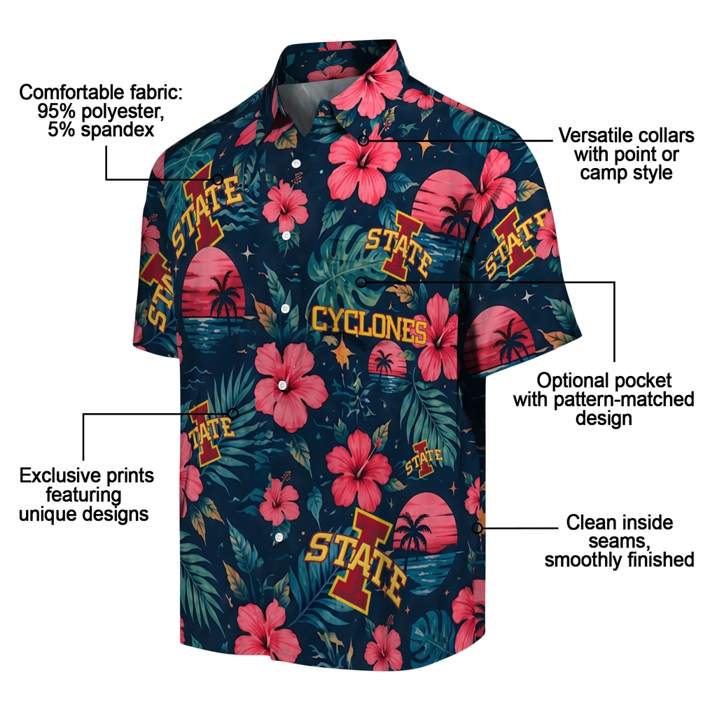Iowa State Cyclones Hawaiian Shirt - Customized Red Blue Iowa State Cyclones Hawaiian Shirt - Customized Red Blue