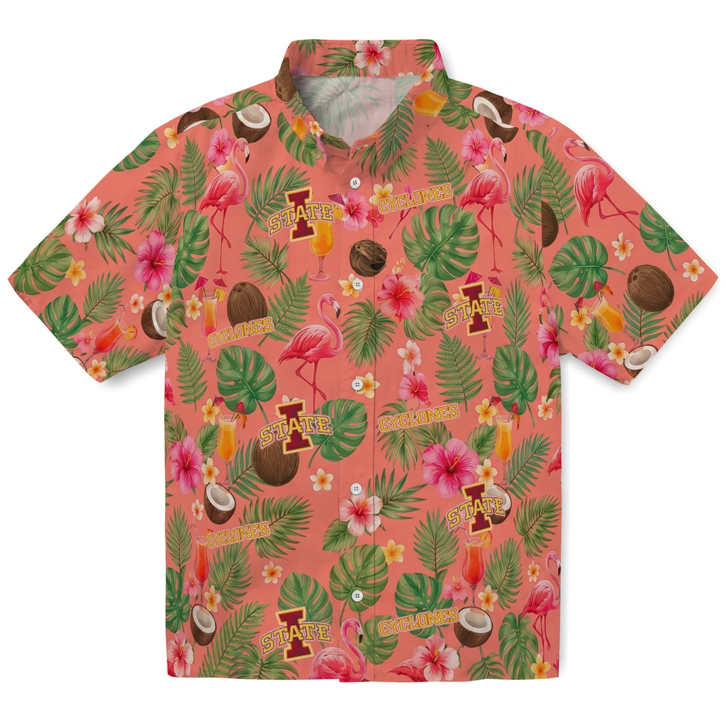 Iowa State Cyclones Hawaiian Shirt - Personalized Coral Pink