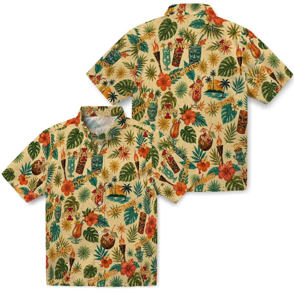 Iowa State Cyclones Hawaiian Shirt - Personalized Cream Iowa State Cyclones Hawaiian Shirt - Personalized Cream