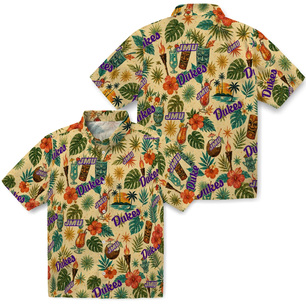 James Madison Dukes Hawaiian Shirt - Custom Cream James Madison Dukes Hawaiian Shirt - Custom Cream