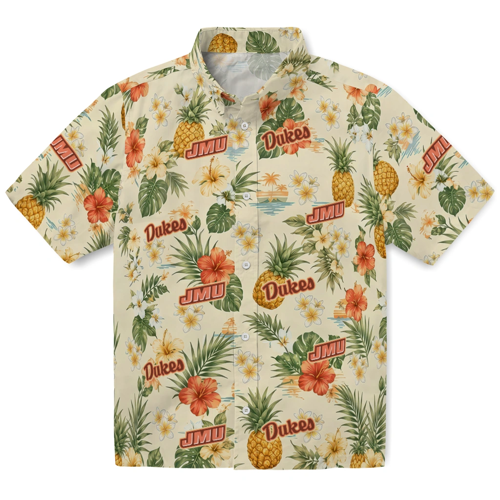 James Madison Dukes Hawaiian Shirt - Customized Cream