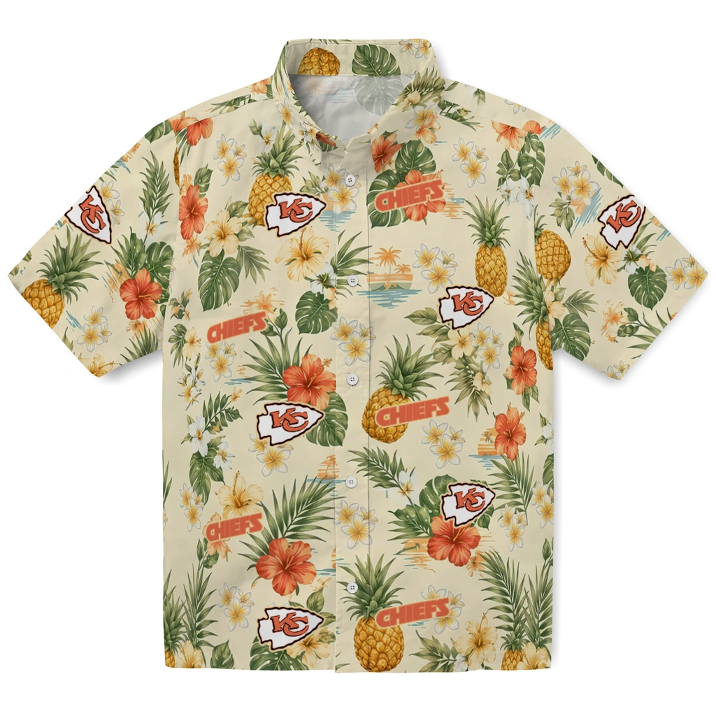 Kansas City Chiefs Hawaiian Shirt - Custom Cream