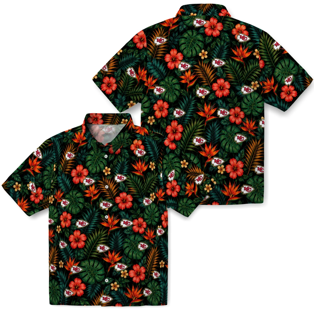 Kansas City Chiefs Hawaiian Shirt - Customized Dark Green Kansas City Chiefs Hawaiian Shirt - Customized Dark Green