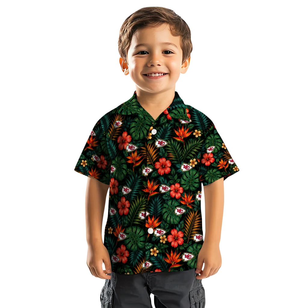Kansas City Chiefs Hawaiian Shirt - Customized Dark Green Kansas City Chiefs Hawaiian Shirt - Customized Dark Green