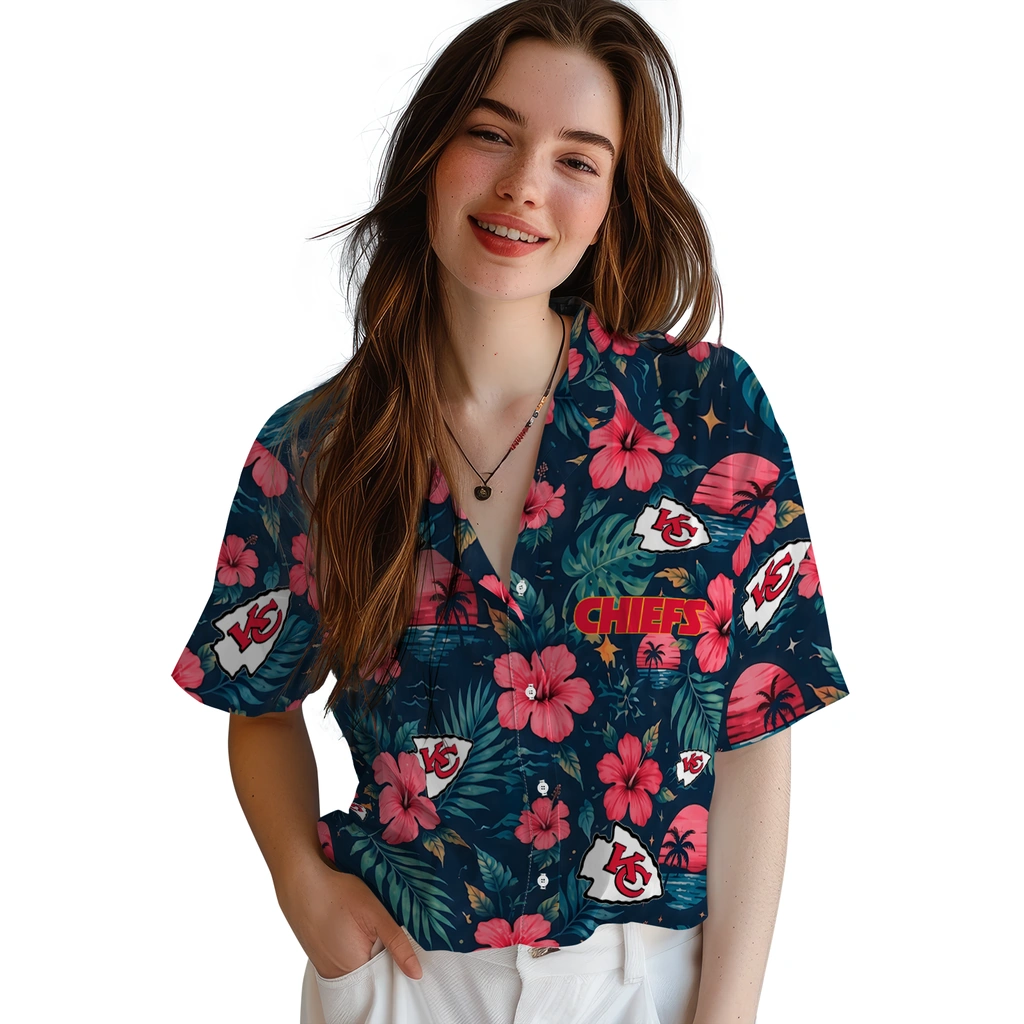 Kansas City Chiefs Hawaiian Shirt - Customized Red Blue Kansas City Chiefs Hawaiian Shirt - Customized Red Blue