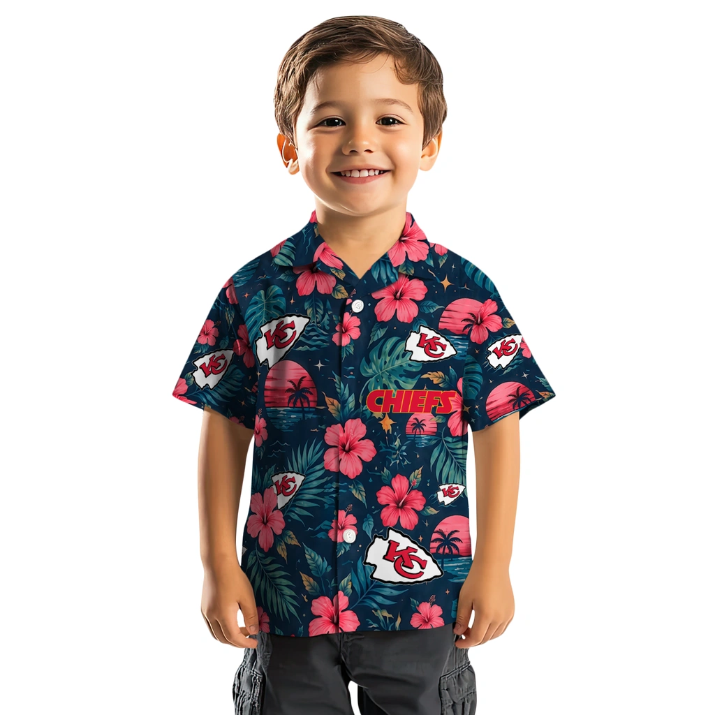 Kansas City Chiefs Hawaiian Shirt - Customized Red Blue Kansas City Chiefs Hawaiian Shirt - Customized Red Blue
